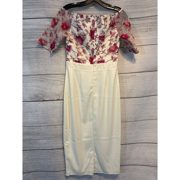 Little Mistress Embroidered Off-Shoulder Floral Dress - Picture 4 of 4